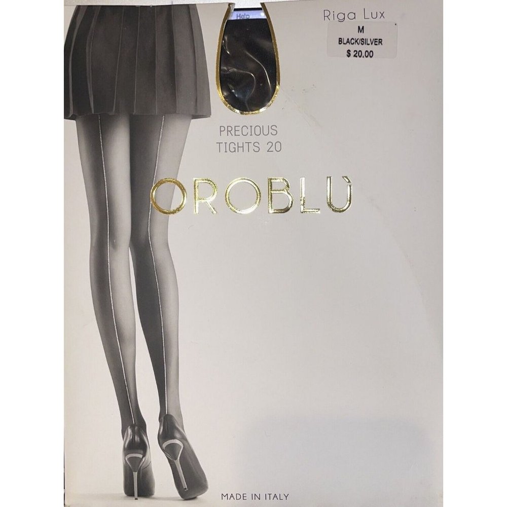 Oroblu Riga Lux Precious 20 Tights Size Medium Color Black/Silver VOBC63275 - 08